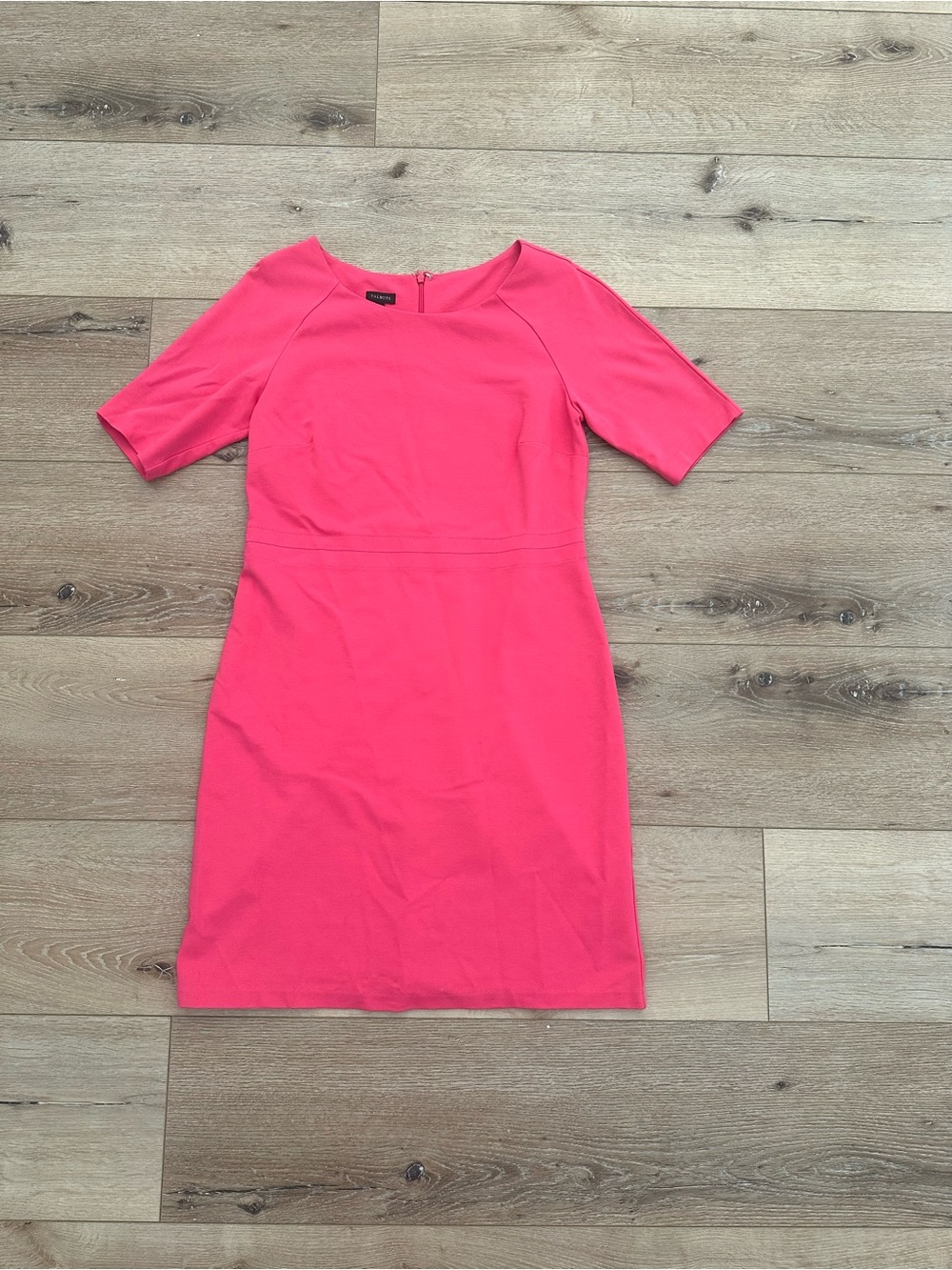 Talbots Bright Pink Midi Sheath Dress with Elbow Sleeves